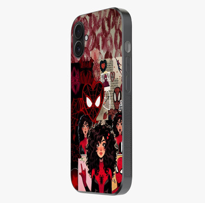 Spider Love Story Glass Case photographed in natural light showing reflective finish and design depth.