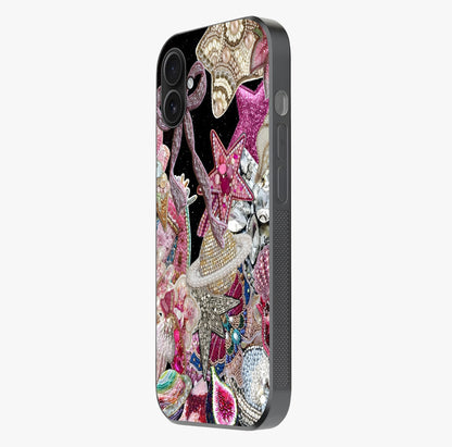 Starlit Jewel Dream Glass Case photographed in natural light showing reflective finish and design depth.