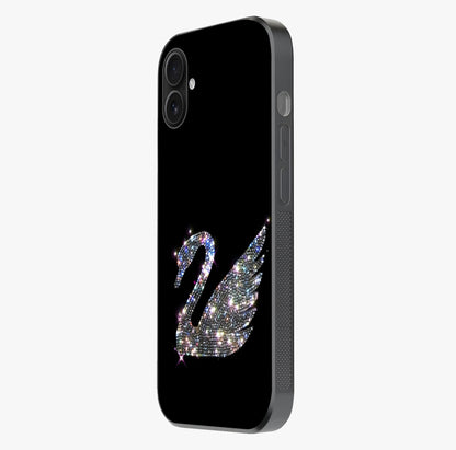 Starlit Swan Grace Glass Case photographed in natural light showing reflective finish and design depth.