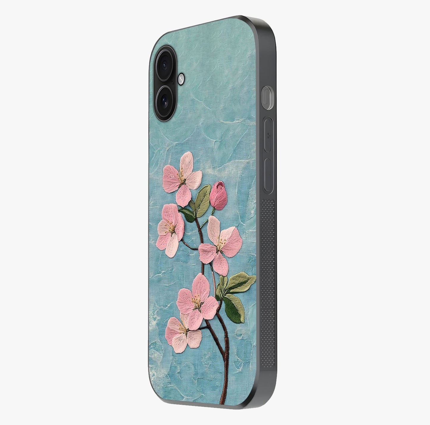 Threaded Blossom Breeze Glass Case photographed in natural light showing reflective finish and design depth.