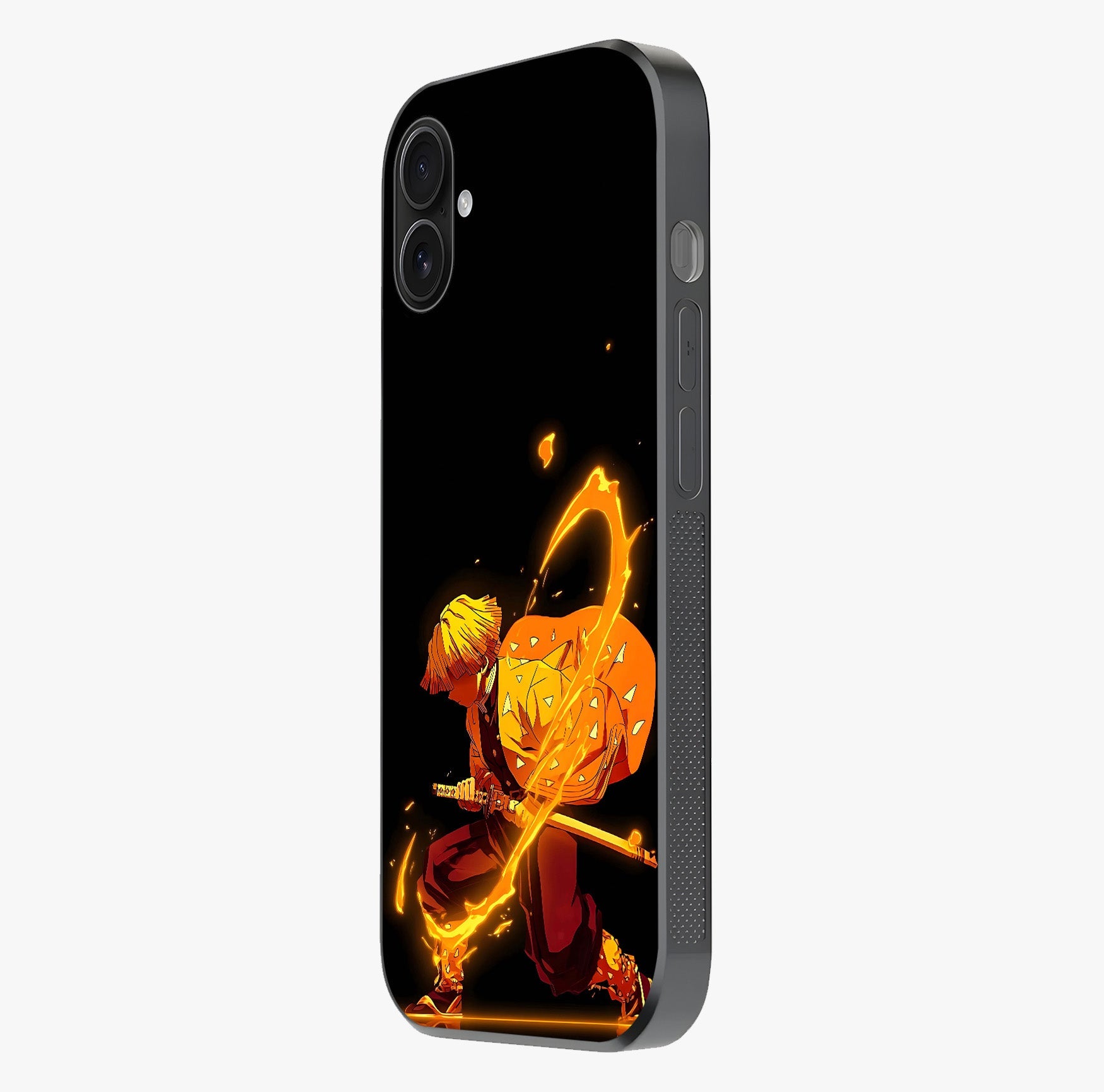 Thunder Flame Execution Glass Case photographed in natural light showing reflective finish and design depth.