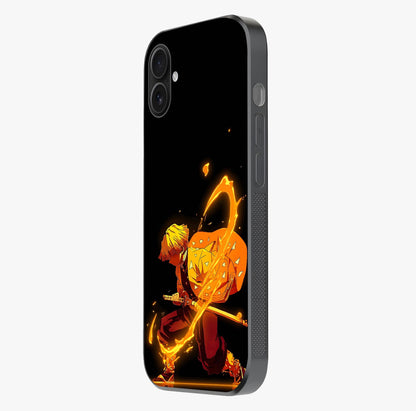 Thunder Flame Execution Glass Case photographed in natural light showing reflective finish and design depth.