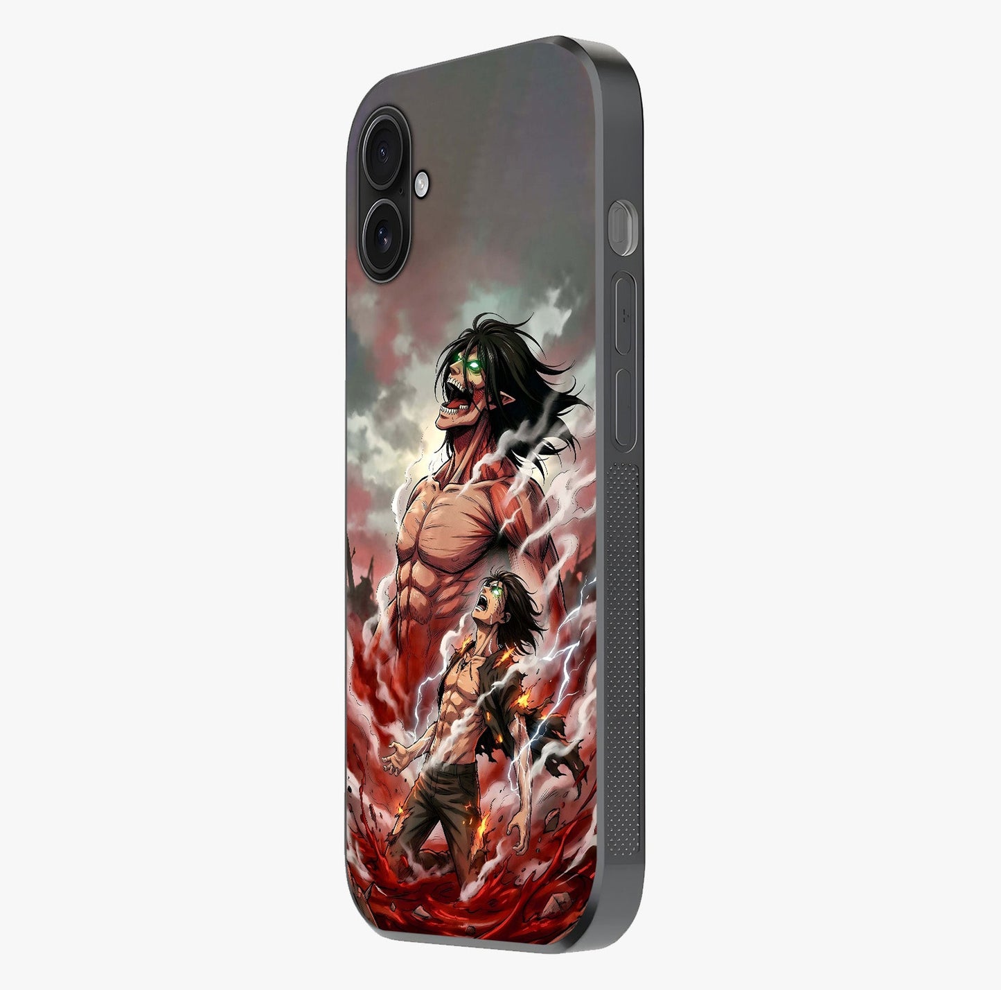 Titan Awakening Fury Glass Case photographed in natural light showing reflective finish and design depth.