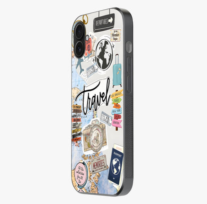 Wanderlust Journal Glass Case photographed in natural light showing reflective finish and design depth.