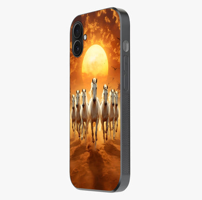 Wild Sunset Majesty Glass Case photographed in natural light showing reflective finish and design depth.
