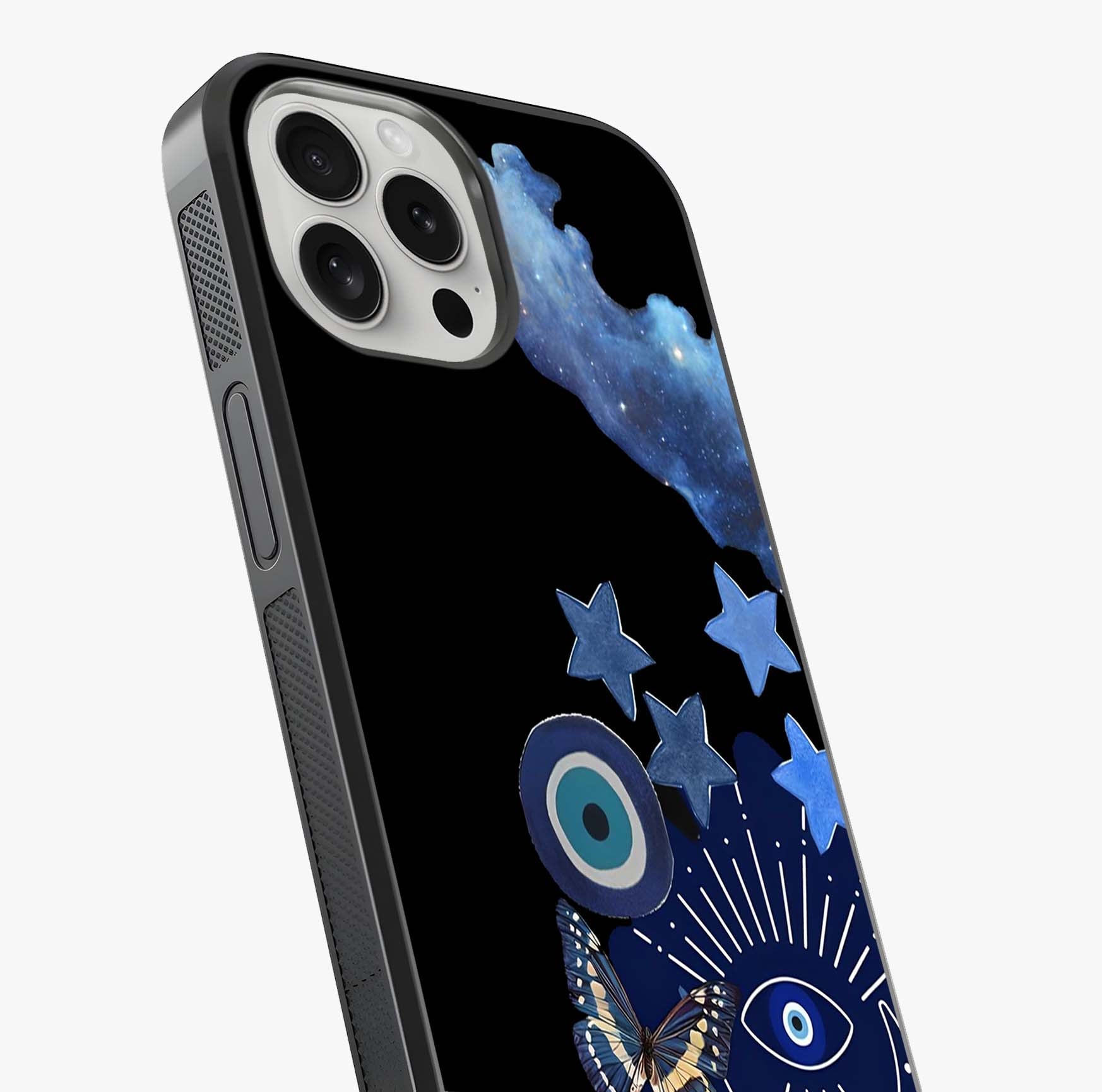 Galactic Charm Cluster Glass Case captured at a warm angle highlighting gloss, texture and premium glass finish.