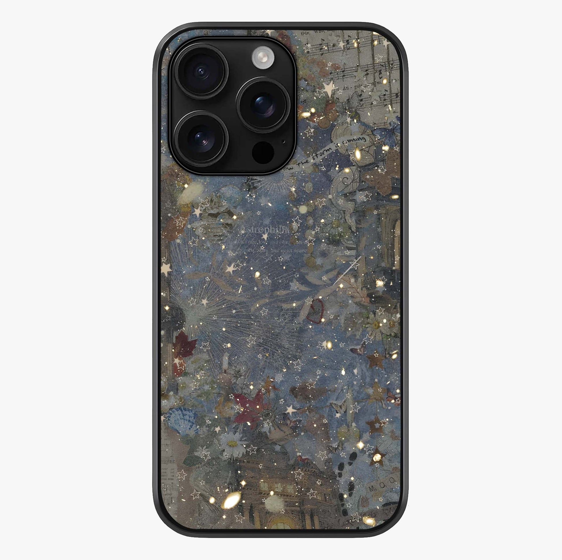 Aesthetic Astrolophia Glass Case showing full back design in clean flat view with glossy glass finish.