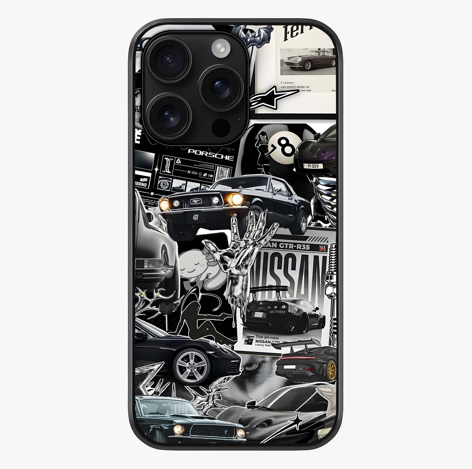 Aesthetic Dark Love Glass Case showing full back design in clean flat view with glossy glass finish.