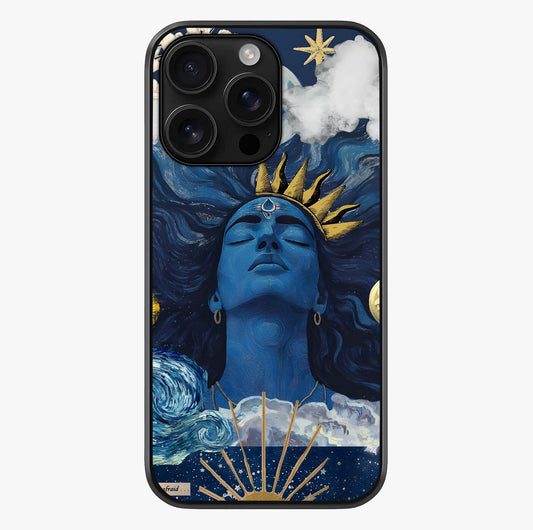 Aesthetic Lord Shiva Glass Case showing full back design in clean flat view with glossy glass finish.