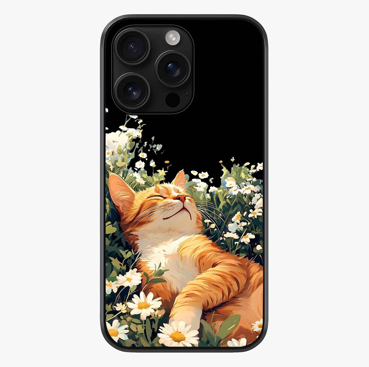 lissful Bloom Cat Glass Case showing full back design in clean flat view with glossy glass finish.