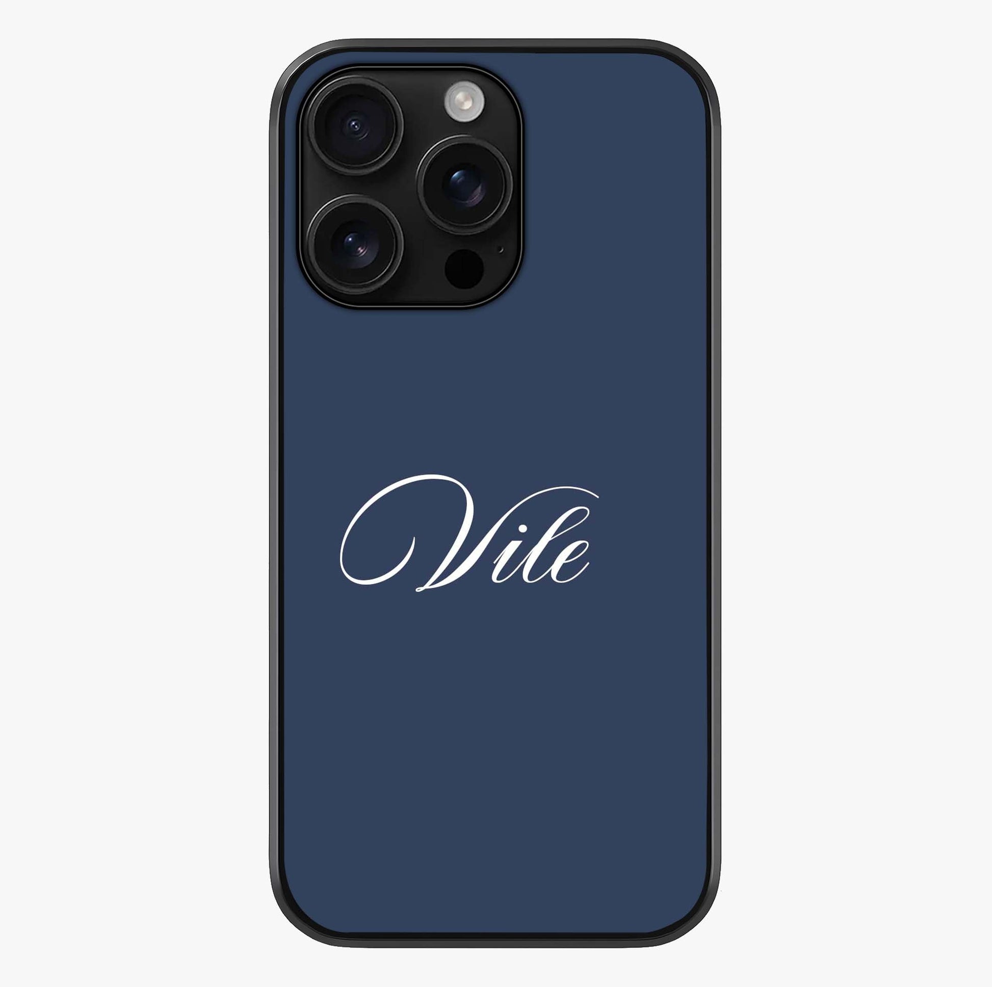 Blue Background Personalized Custom Name Glass Case showing full back design in clean flat view with glossy glass finish.