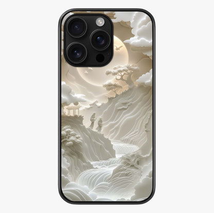 Celestial Origami Glass Case showing full back design in clean flat view with glossy glass finish.