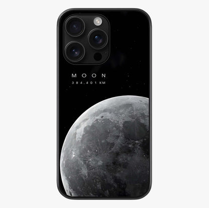 Cosmic Moon Glow Glass Case showing full back design in clean flat view with glossy glass finish.