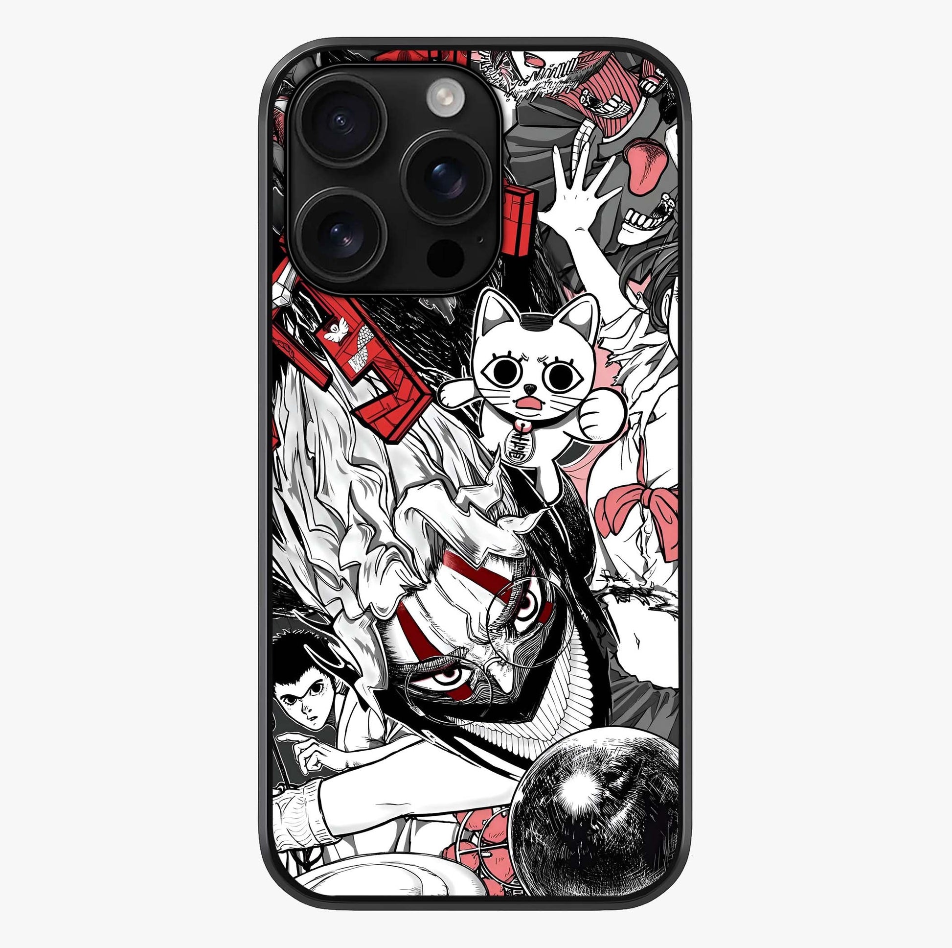 Crimson Chaos Panel Glass Case showing full back design in clean flat view with glossy glass finish.