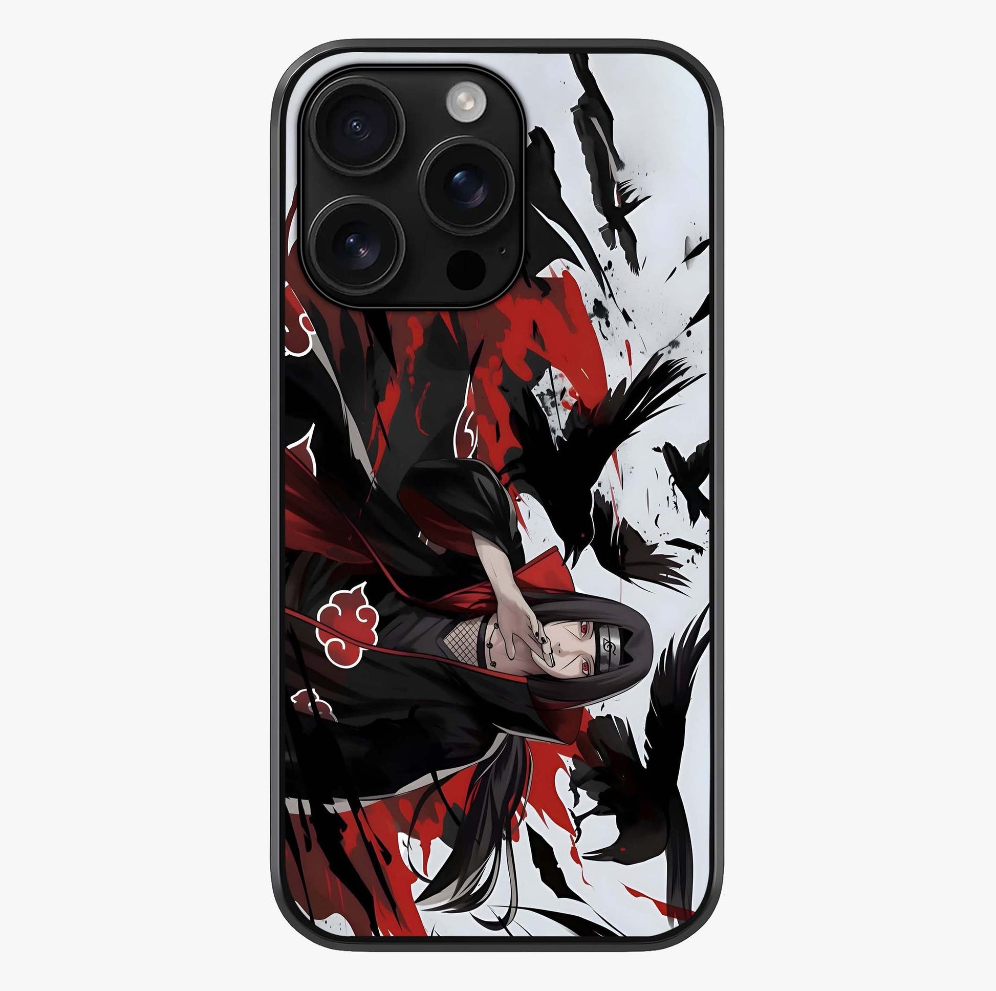 Crimson Crow Illusion Glass Case showing full back design in clean flat view with glossy glass finish.