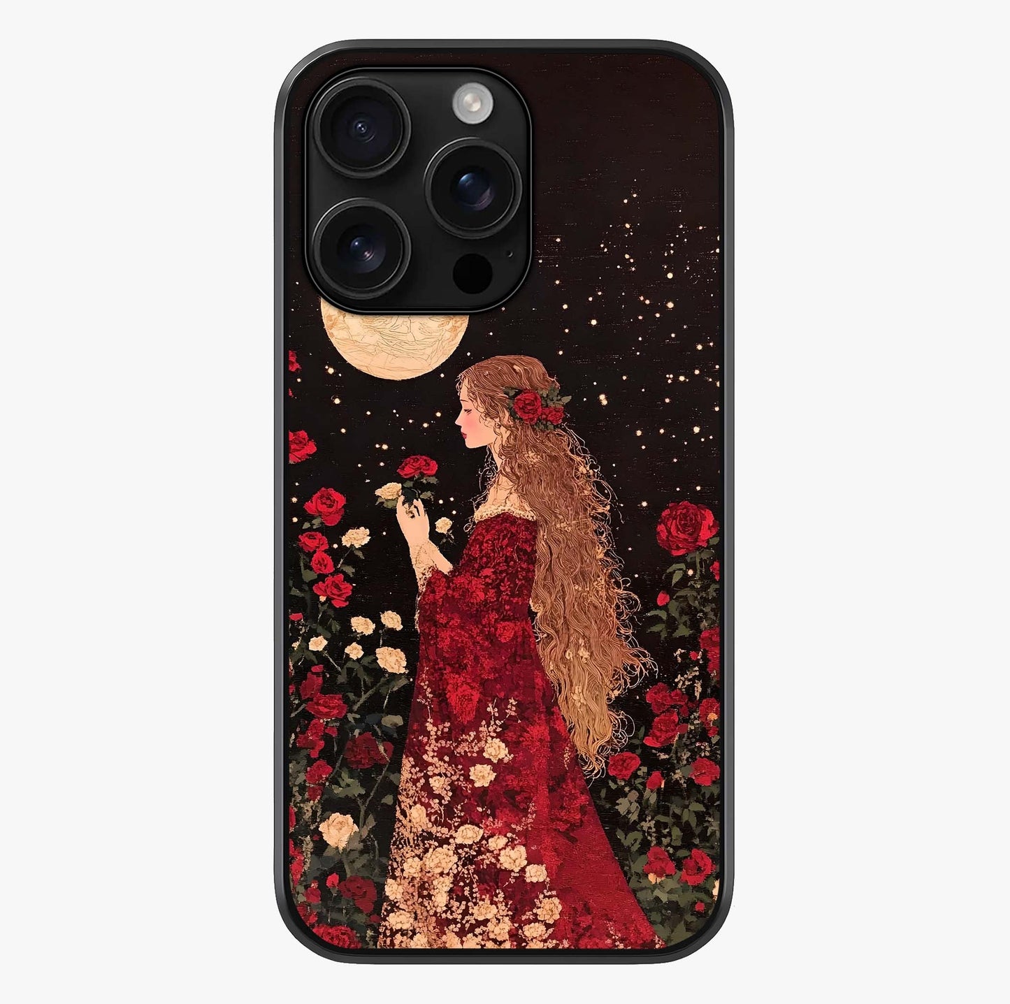 Crimson Dreams Glass Case showing full back design in clean flat view with glossy glass finish.