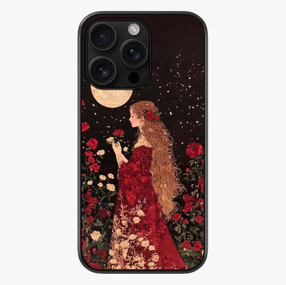 Crimson Dreams Glass Case showing full back design in clean flat view with glossy glass finish.