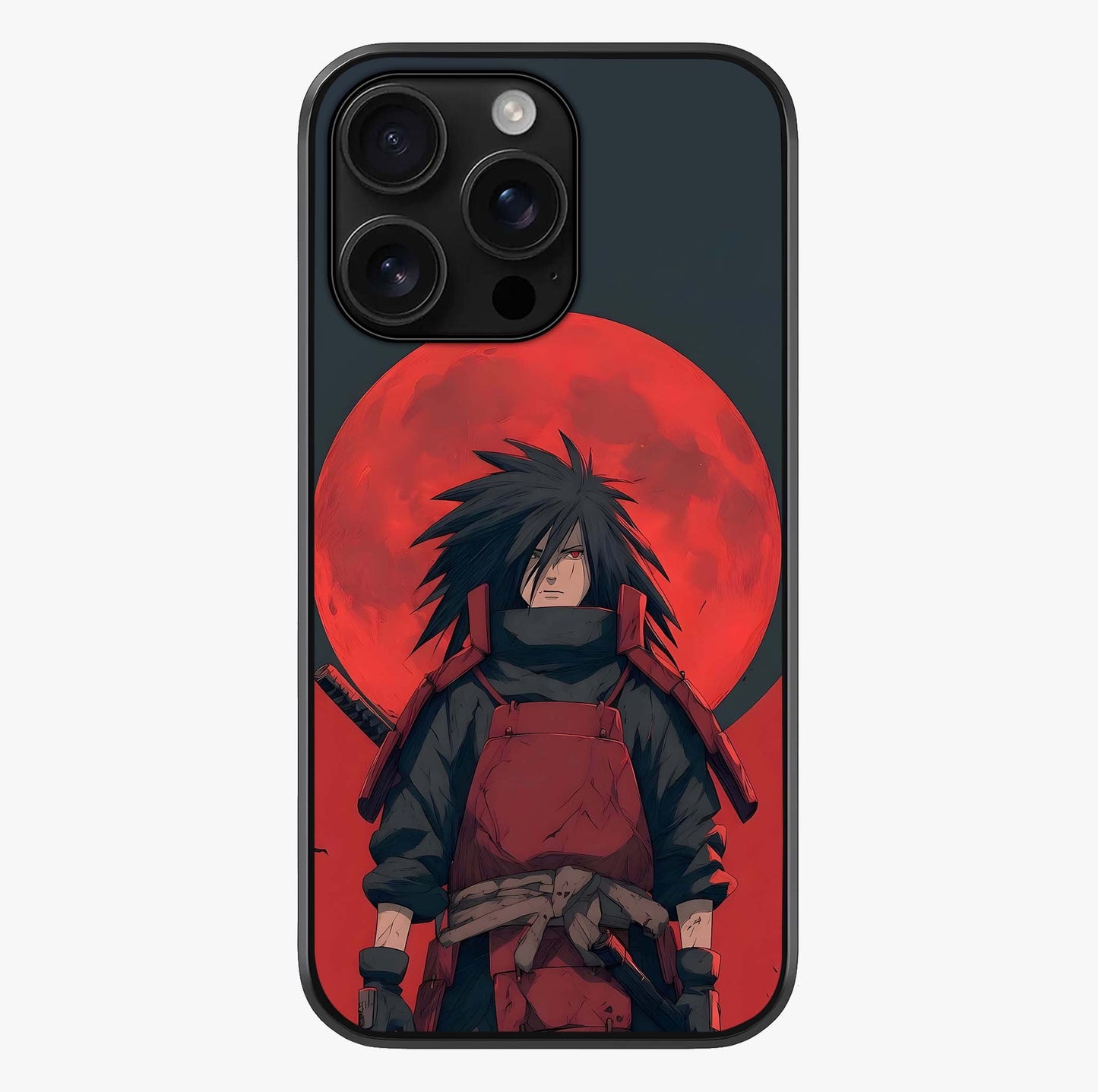 Crimson Moon Warlord Glass Case showing full back design in clean flat view with glossy glass finish.