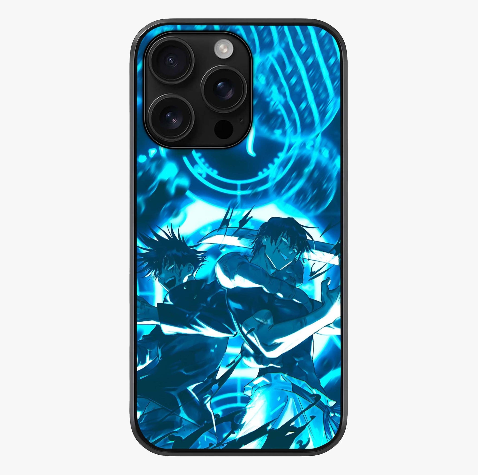 Cursed Energy Clash Glass Case showing full back design in clean flat view with glossy glass finish.