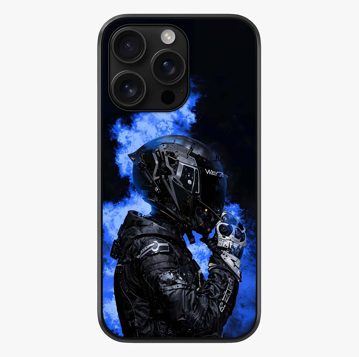 Cyber Sentinel Protocol Glass Case showing full back design in clean flat view with glossy glass finish.
