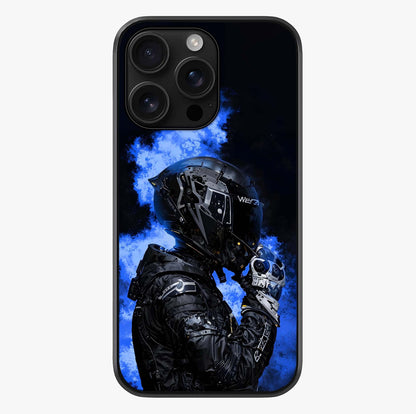 Cyber Sentinel Protocol Glass Case showing full back design in clean flat view with glossy glass finish.