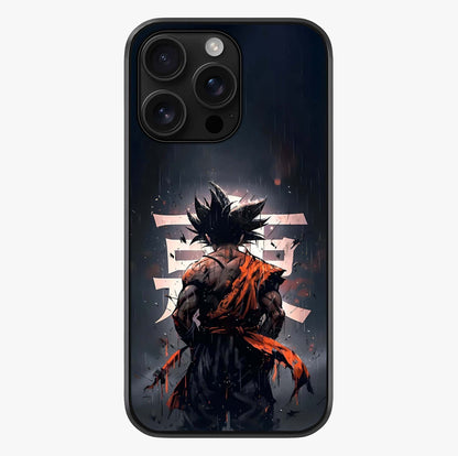Dark Warrior In Rain Glass Case showing full back design in clean flat view with glossy glass finish.