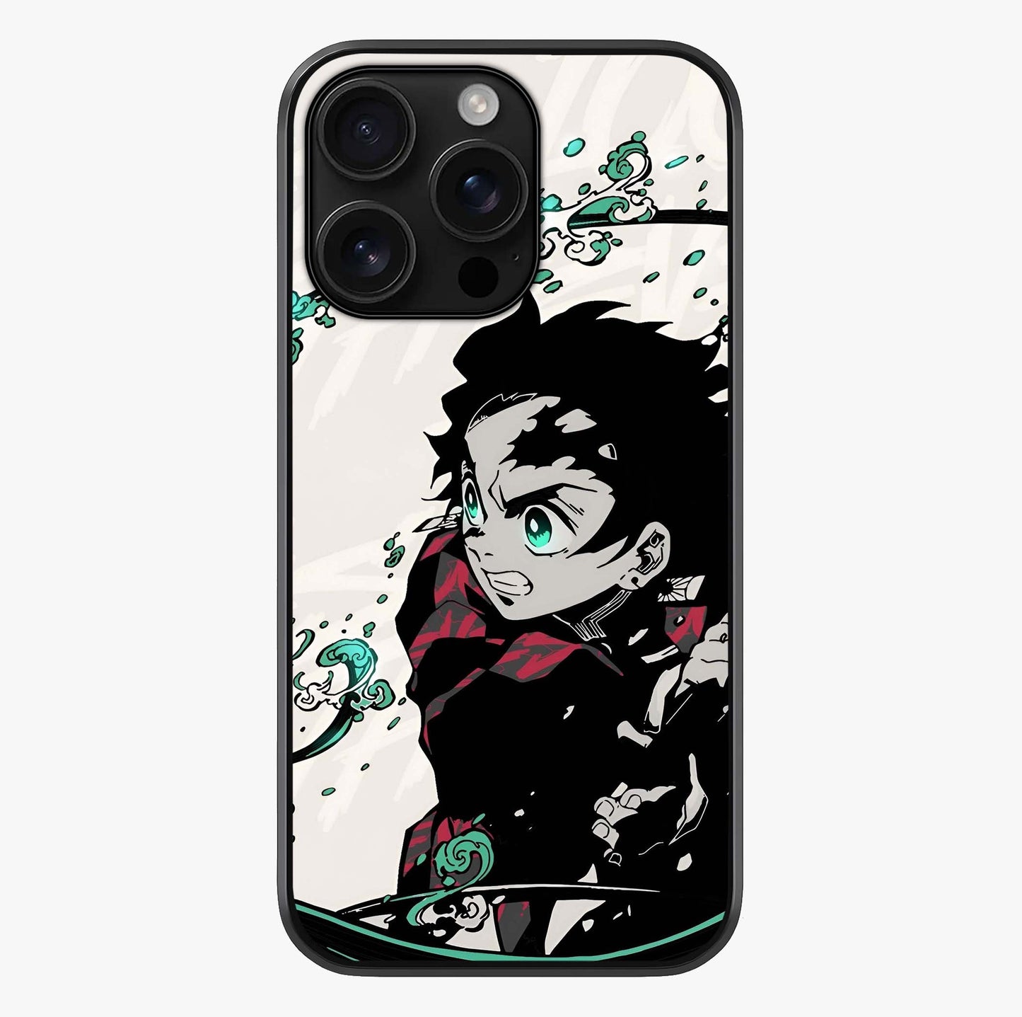 Demon Slayer Glass Case showing full back design in clean flat view with glossy glass finish.