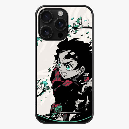 Demon Slayer Glass Case showing full back design in clean flat view with glossy glass finish.