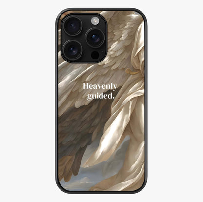 Divine Winged Grace Glass Case showing full back design in clean flat view with glossy glass finish.