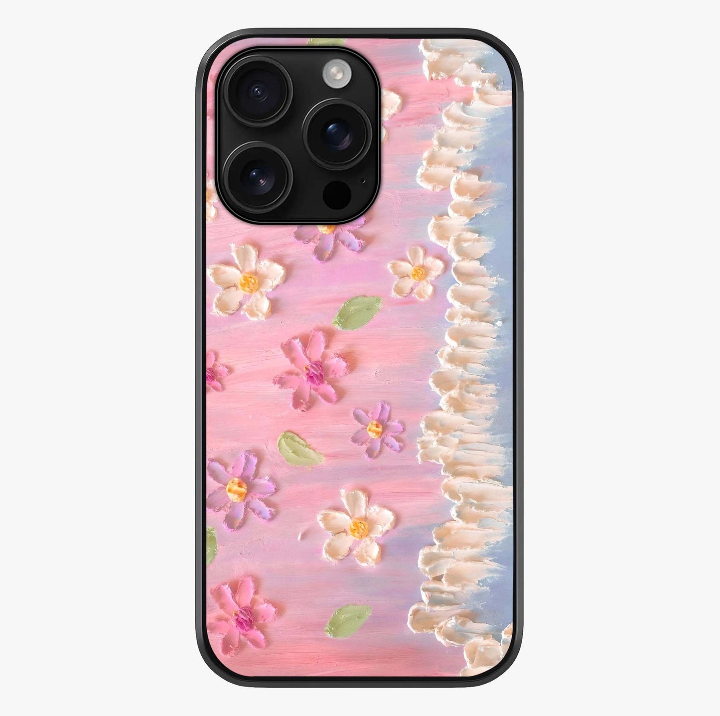 Dreamy Painted Garden Glass Case showing full back design in clean flat view with glossy glass finish.