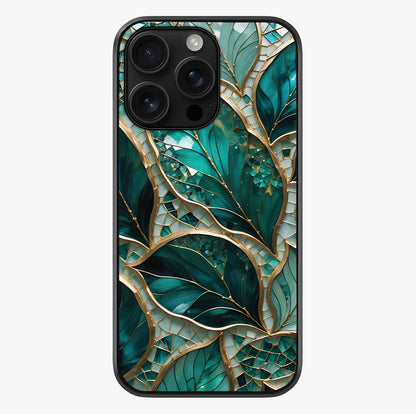 Emerald Leaf Glass Glass Case showing full back design in clean flat view with glossy glass finish.