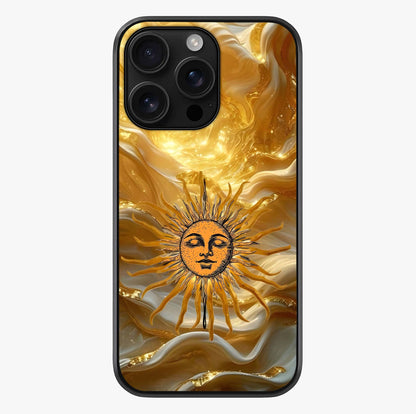 Eternal Golden Glow Glass Case showing full back design in clean flat view with glossy glass finish.