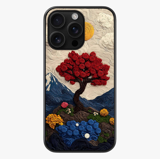 Eternal Nature Tapestry Glass Case showing full back design in clean flat view with glossy glass finish.