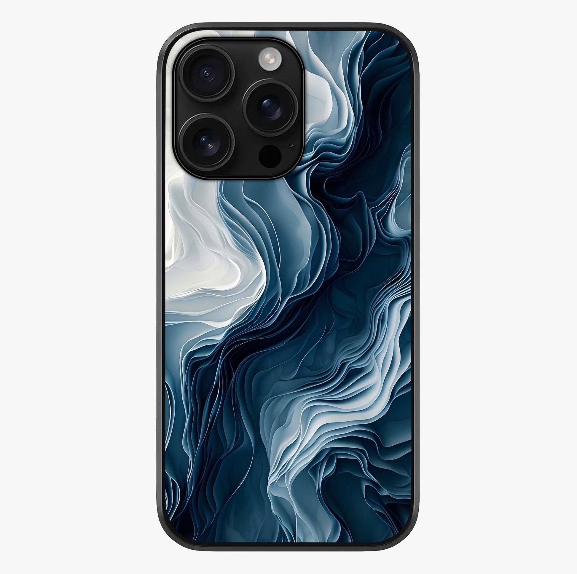 Ethereal Paper Marble Glass Case showing full back design in clean flat view with glossy glass finish.