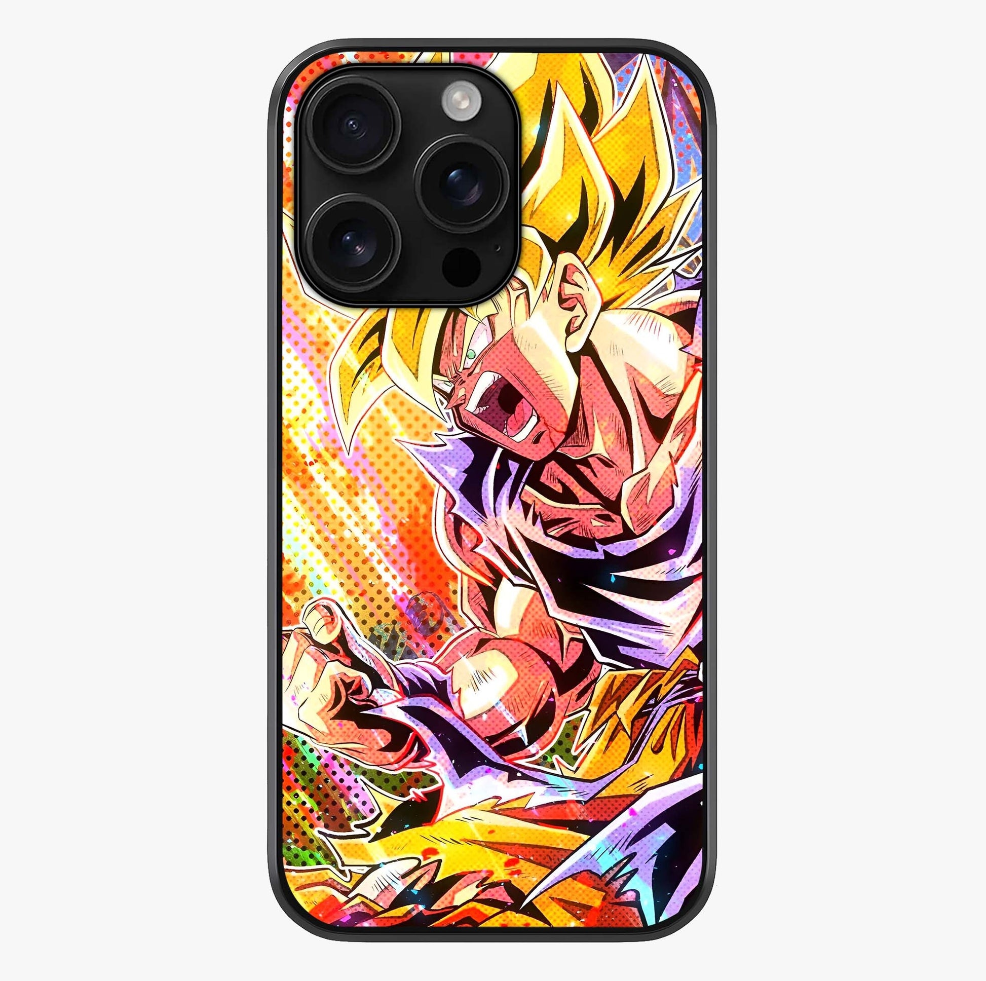 Firing Goku Glass Case showing full back design in clean flat view with glossy glass finish.