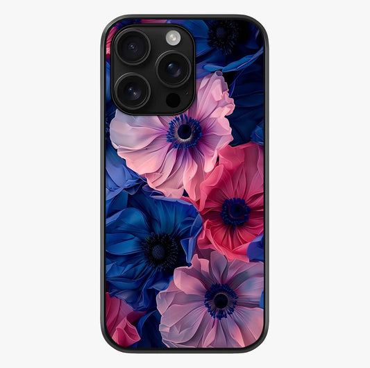 Flower Paper Art Pattern Glass Case showing full back design in clean flat view with glossy glass finish.