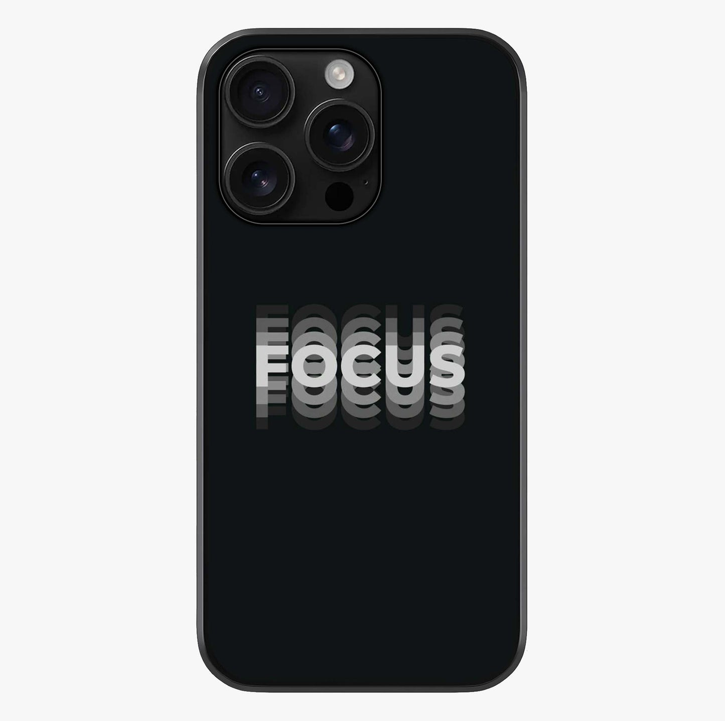 Focus Mode On Glass Case showing full back design in clean flat view with glossy glass finish.