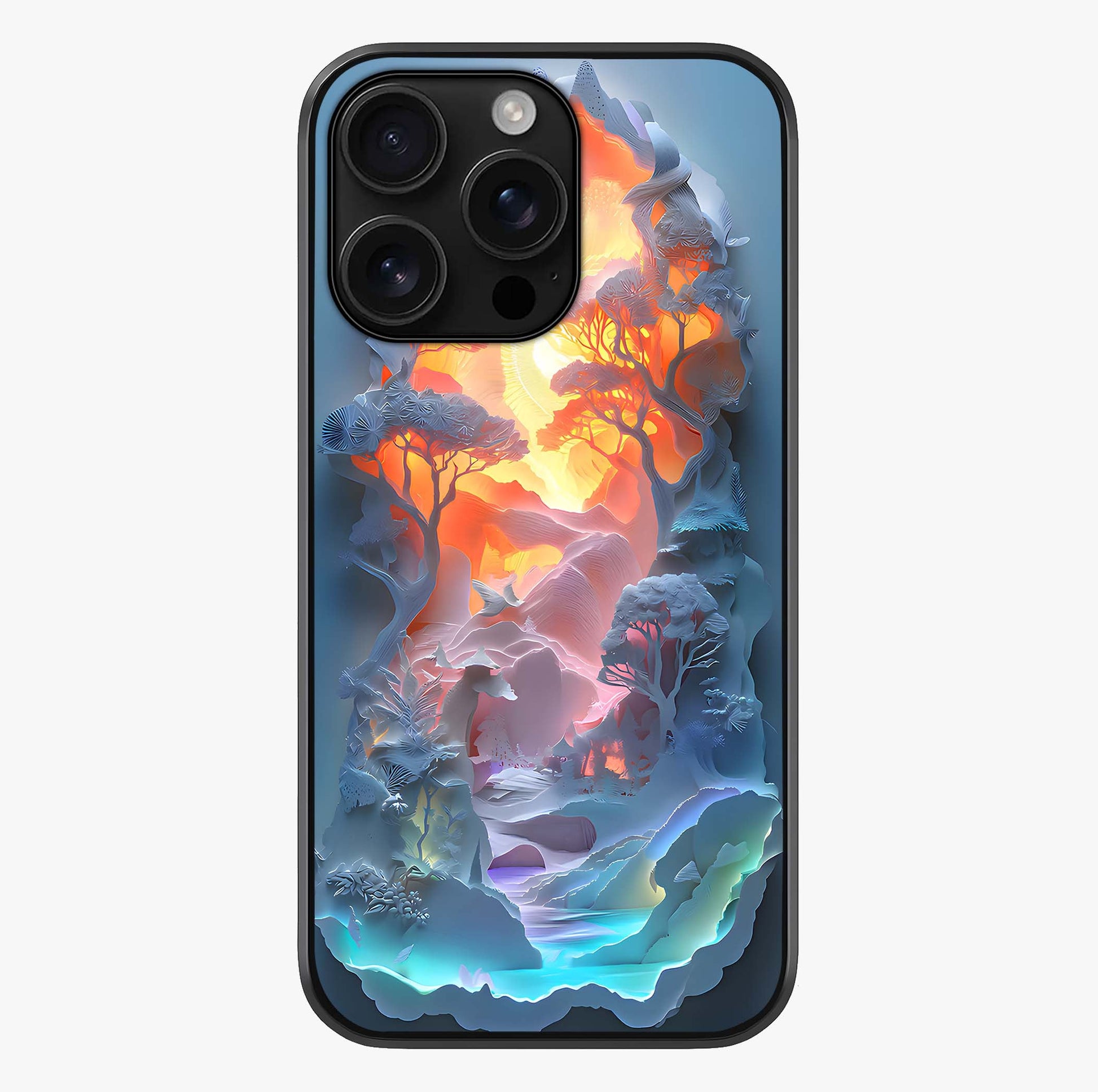 Glow Forest Portal Glass Case showing full back design in clean flat view with glossy glass finish.
