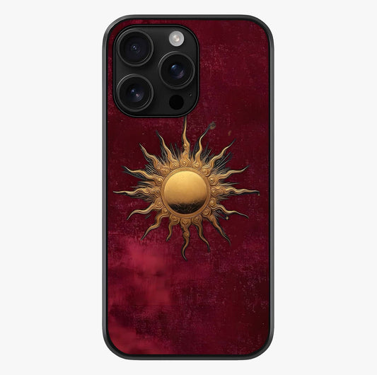 Gold Sun Blush Glass Case showing full back design in clean flat view with glossy glass finish.