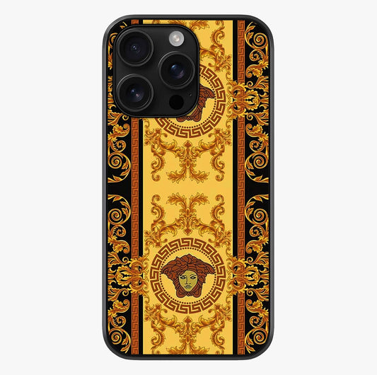 Golden Royal Heritage Glass Case showing full back design in clean flat view with glossy glass finish.