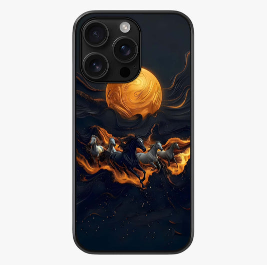Golden Stallion Moonride Glass Case showing full back design in clean flat view with glossy glass finish.