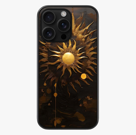 Golden Sun Majesty Glass Case showing full back design in clean flat view with glossy glass finish.