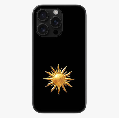 Golden Sun Minimalism Glass Case showing full back design in clean flat view with glossy glass finish.