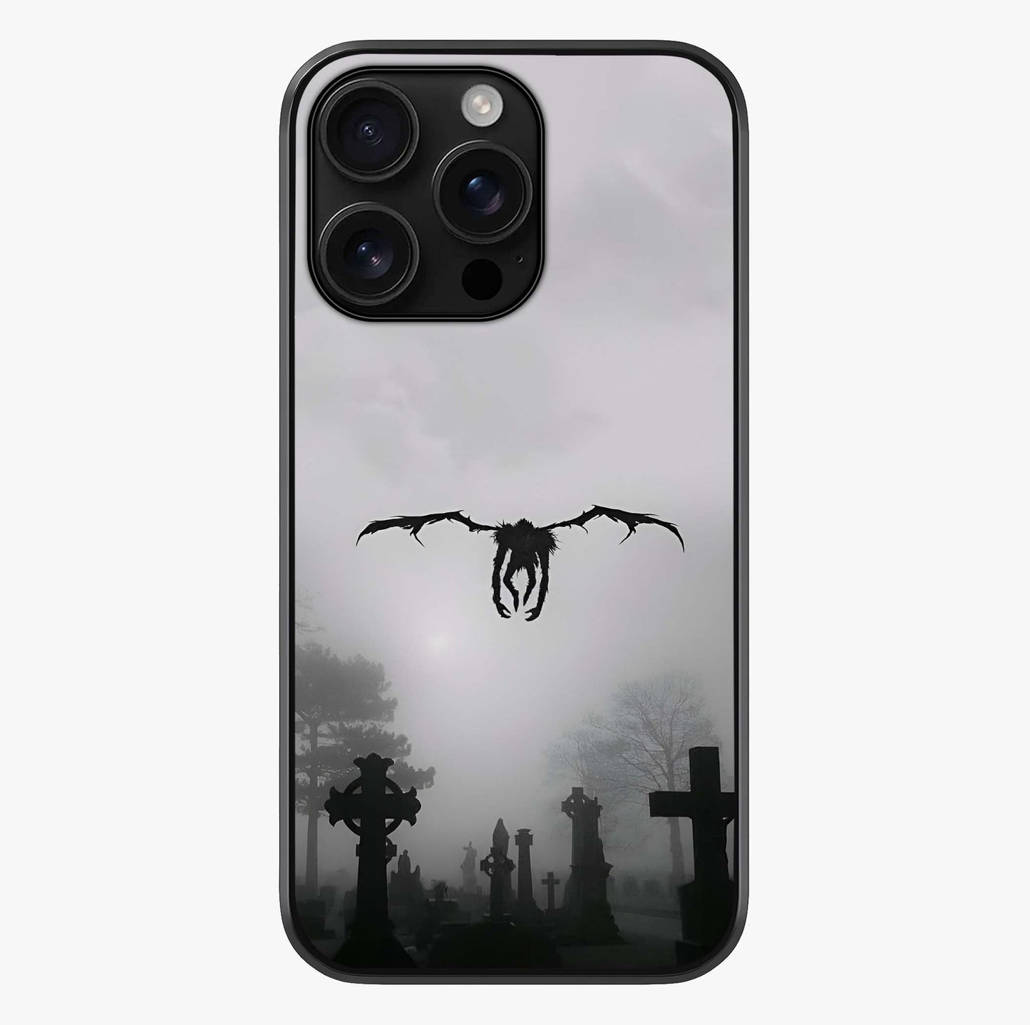 Graveyard Shadow Descent Glass Case showing full back design in clean flat view with glossy glass finish.