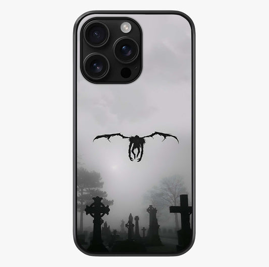 Graveyard Shadow Descent Glass Case showing full back design in clean flat view with glossy glass finish.