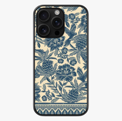 Heirloom Wild Bloom Glass Case showing full back design in clean flat view with glossy glass finish.