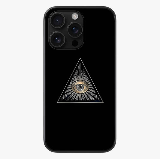 Illuminati Evil Glass Case showing full back design in clean flat view with glossy glass finish.