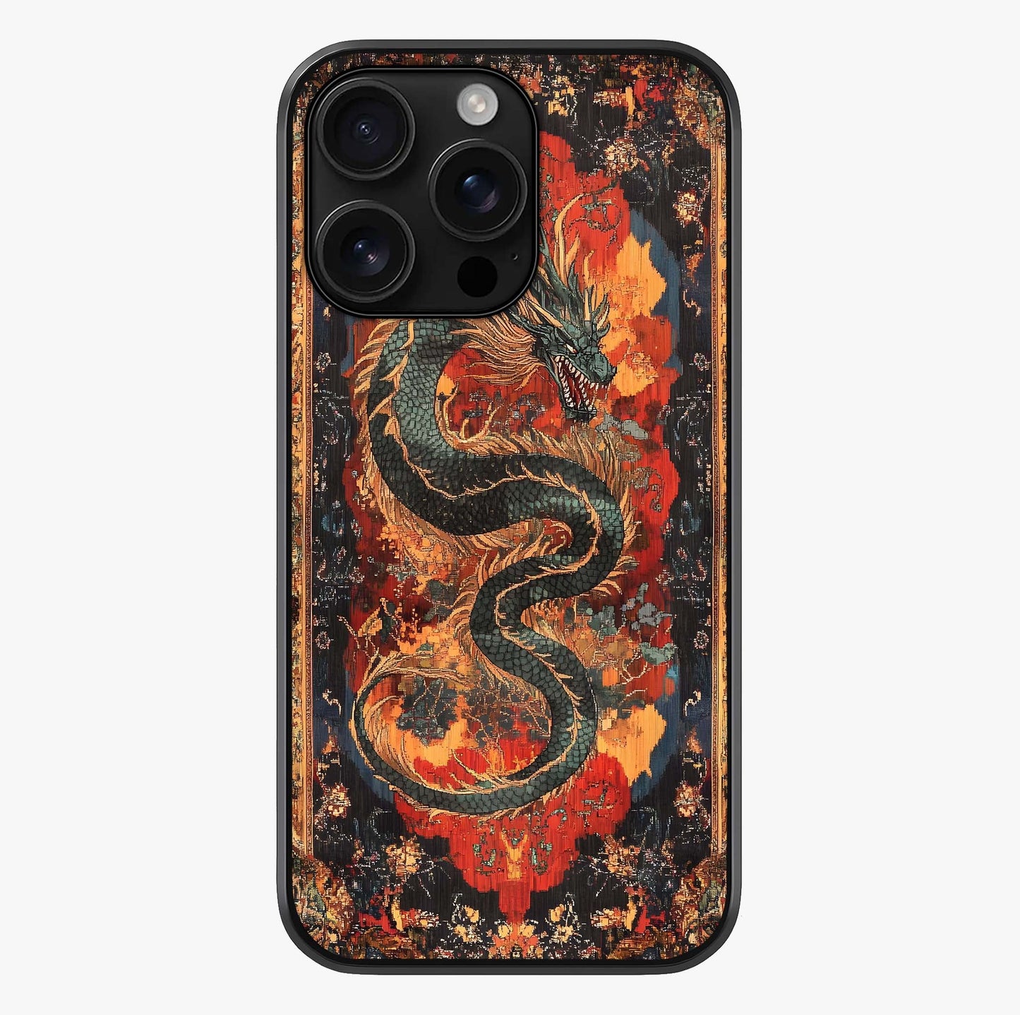 Inferno Dragon Soul Glass Case showing full back design in clean flat view with glossy glass finish.