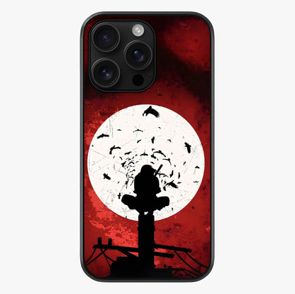 Itachi Limited Edition Naruto Anime Glass Case showing full back design in clean flat view with glossy glass finish.