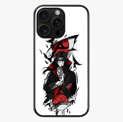 Itachi Sharingan Glass Case showing full back design in clean flat view with glossy glass finish.